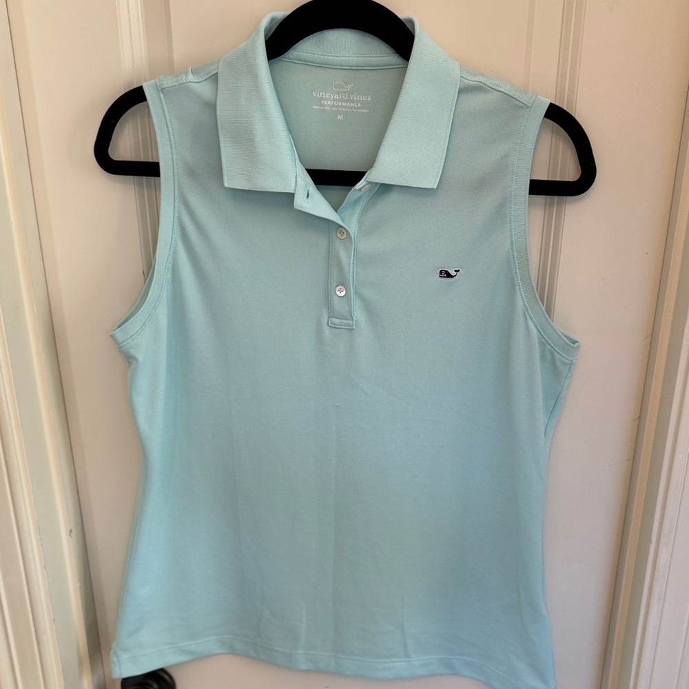 Vineyard Vines Women's Aqua Sleeveless Polo Shirt